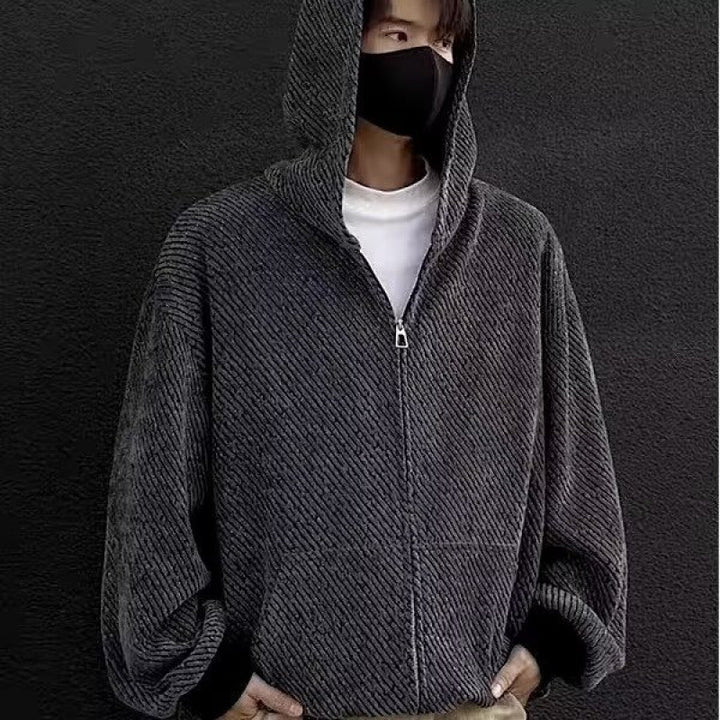 Unisex Oversized Strick-Kapuzenjacke mit Allover-Strukturmuster und Eingrifftaschen Drune