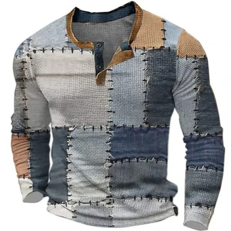 Herren Sportliches Langarmshirt mit Knopfleiste Drune