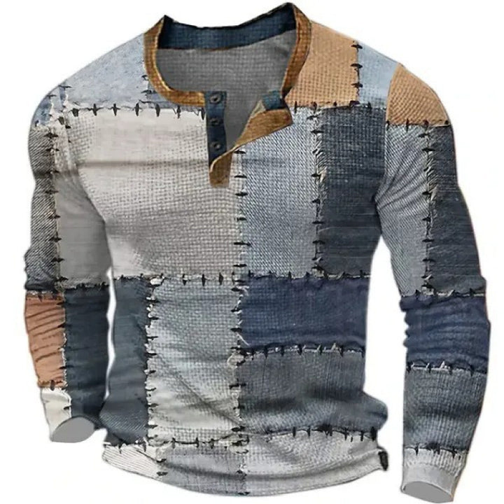Herren Sportliches Langarmshirt mit Knopfleiste Drune