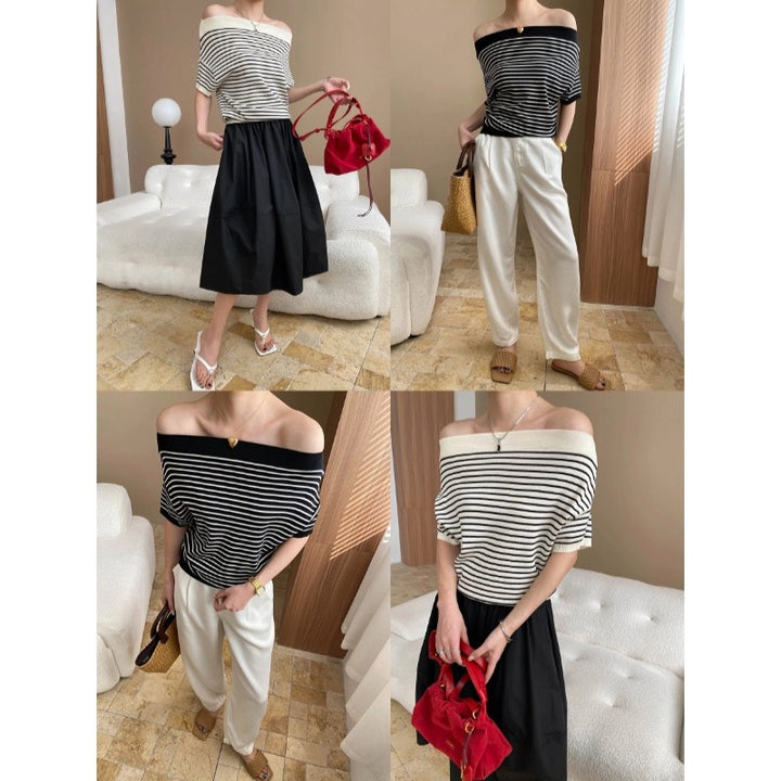 Damen elegantes Wickeloberteil mit vielseitigen Off-Shoulder-Trageoptionen Drune