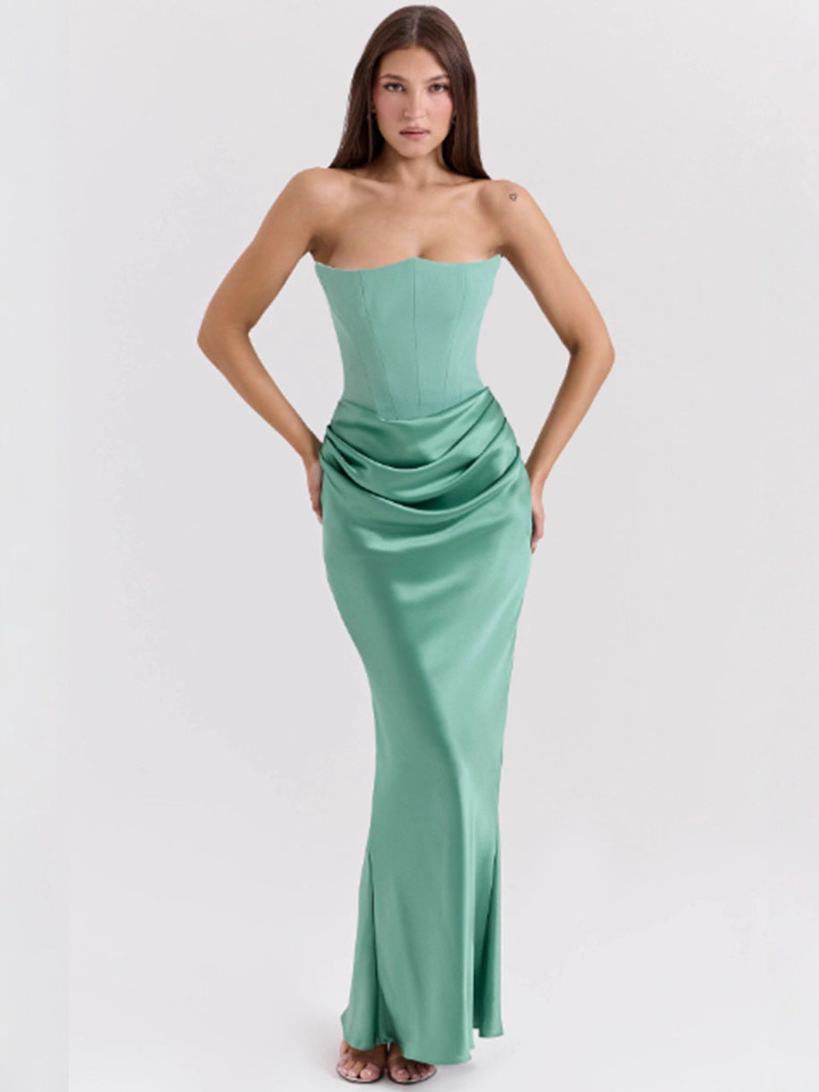 Damen Elegantes Wickelkleid mit figurbetontem Oberteil und schimmerndem Rock Drune