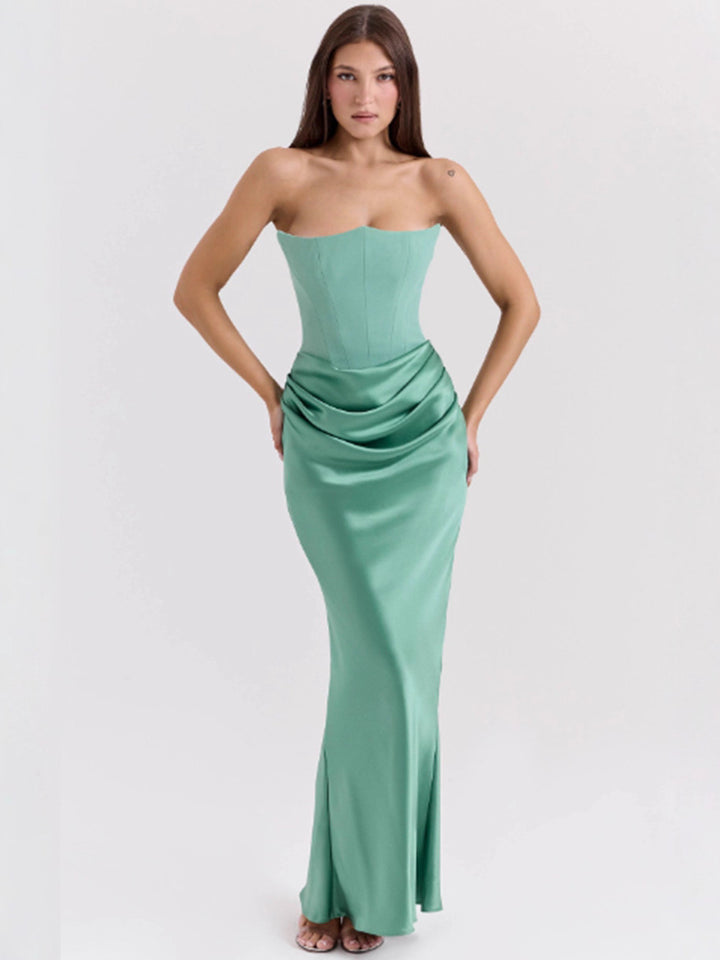 Damen Elegantes Wickelkleid mit figurbetontem Oberteil und schimmerndem Rock Drune