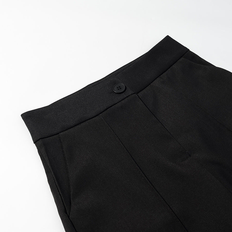 Damen Elegante weite Bundfaltenhose mit geradem Bein und Bügelfalte Drune