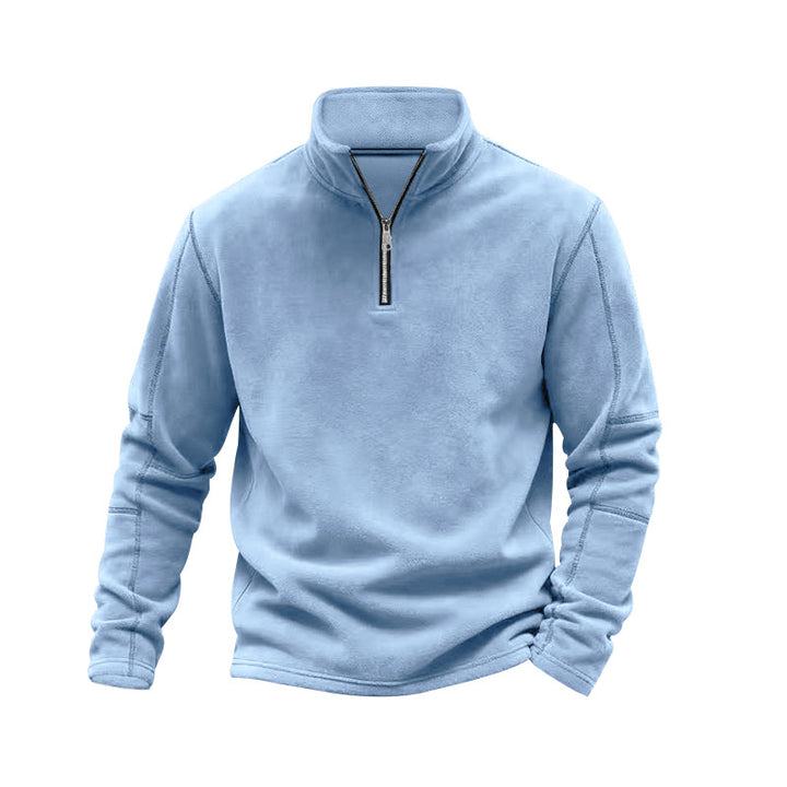 Herren nan leichter Fleece-Pullover mit halbem Reißverschluss und Stehkragen Drune