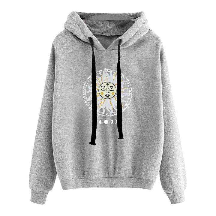 Damen nan lässiger Oversize Kapuzenpullover mit Herz‑und‑Pfotenprint, Kordelzug und gerippten Bündchen Drune