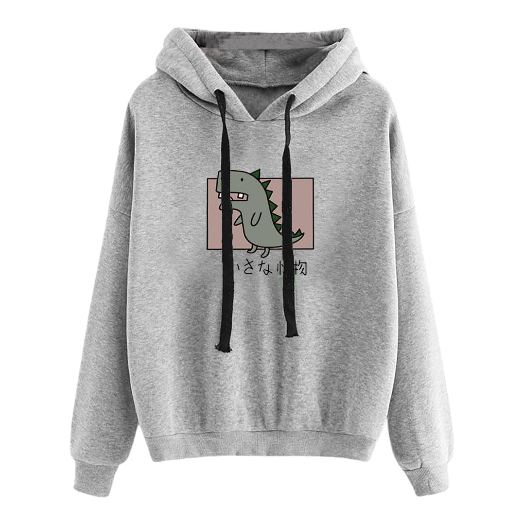 Damen nan kurz geschnittener Cropped-Kapuzenpullover mit niedlicher Frosch-Illustration und verstellbarer Kapuze Drune