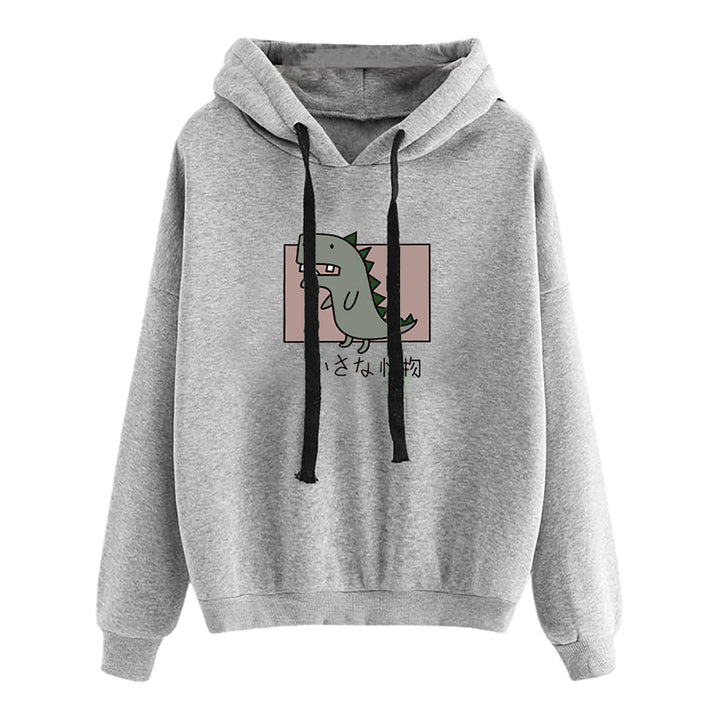 Damen nan kurz geschnittener Cropped-Kapuzenpullover mit niedlicher Frosch-Illustration und verstellbarer Kapuze Drune