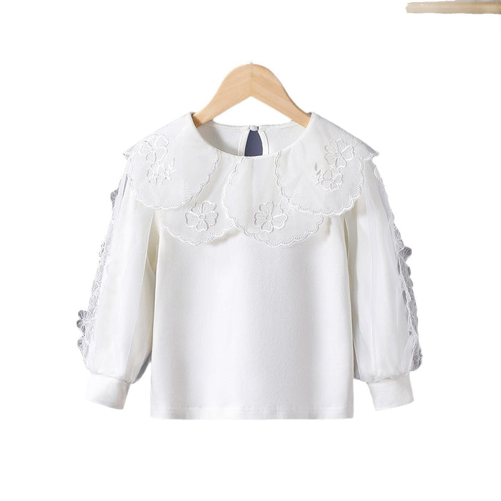 Mädchen elegante Bluse mit floralen Spitzenapplikationen Drune