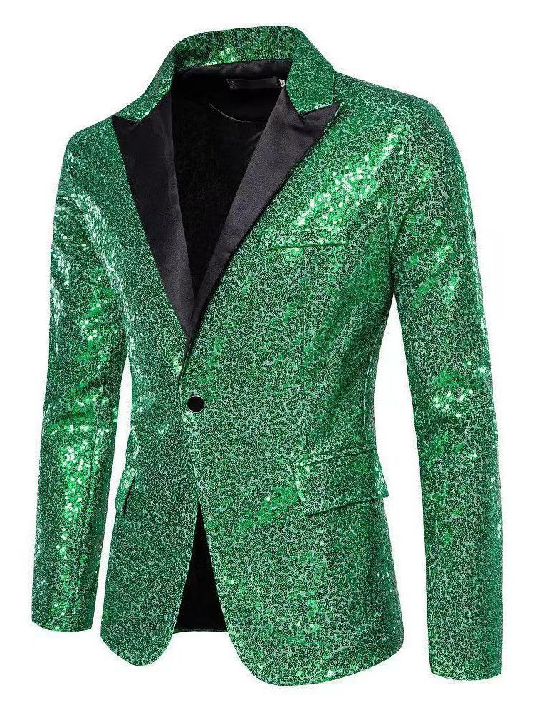 Herren eleganter Pailletten-Blazer mit edel dekorativen Akzenten Drune