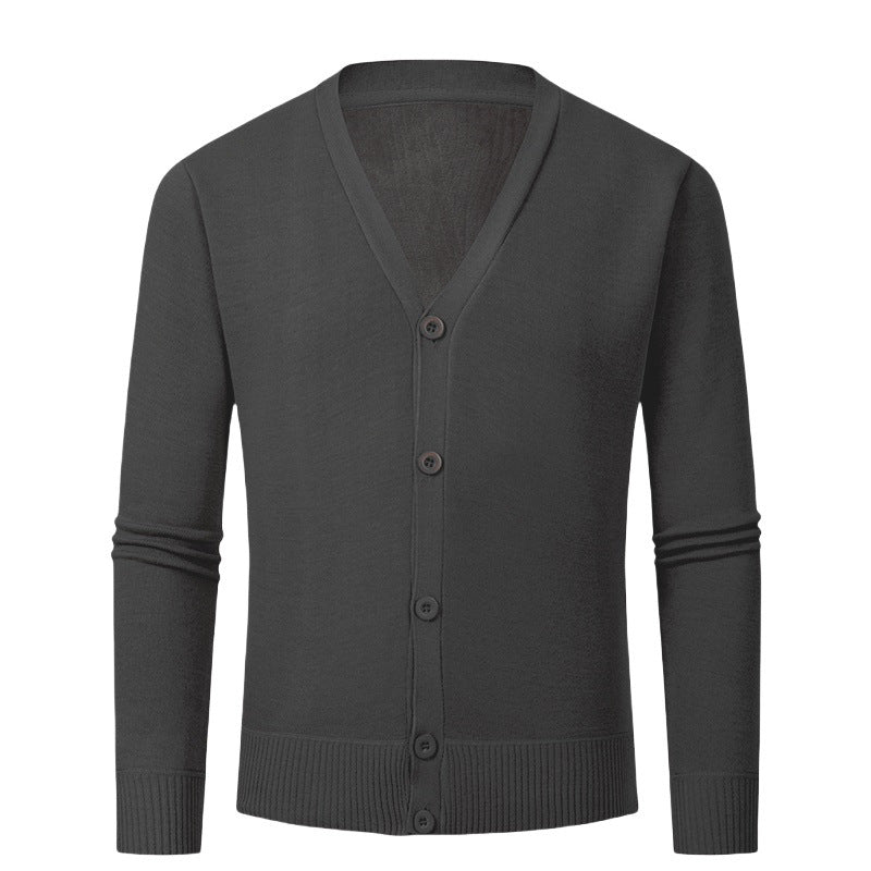 Herren Strickjacke mit V-Ausschnitt und knopflosem Design Drune