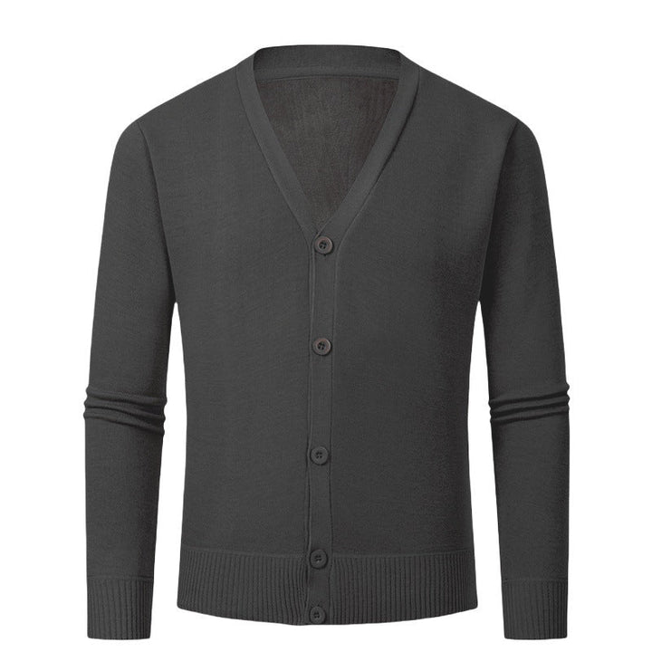 Herren Strickjacke mit V-Ausschnitt und knopflosem Design Drune