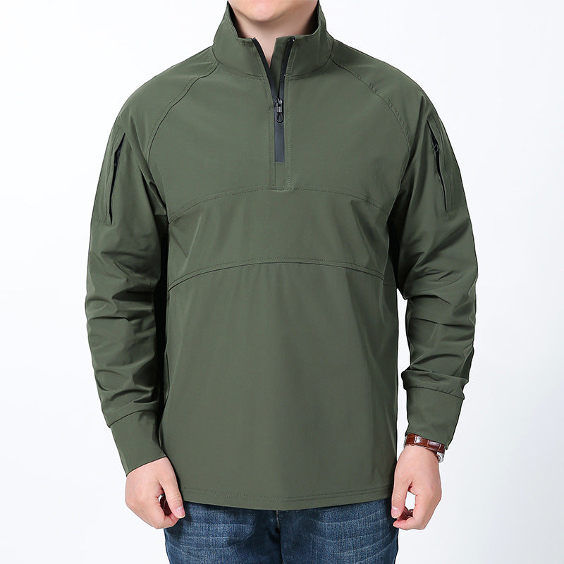 Herren nan Softshell-Pullover mit kurzem Reißverschluss, Ärmeltasche und Raglanärmeln Drune