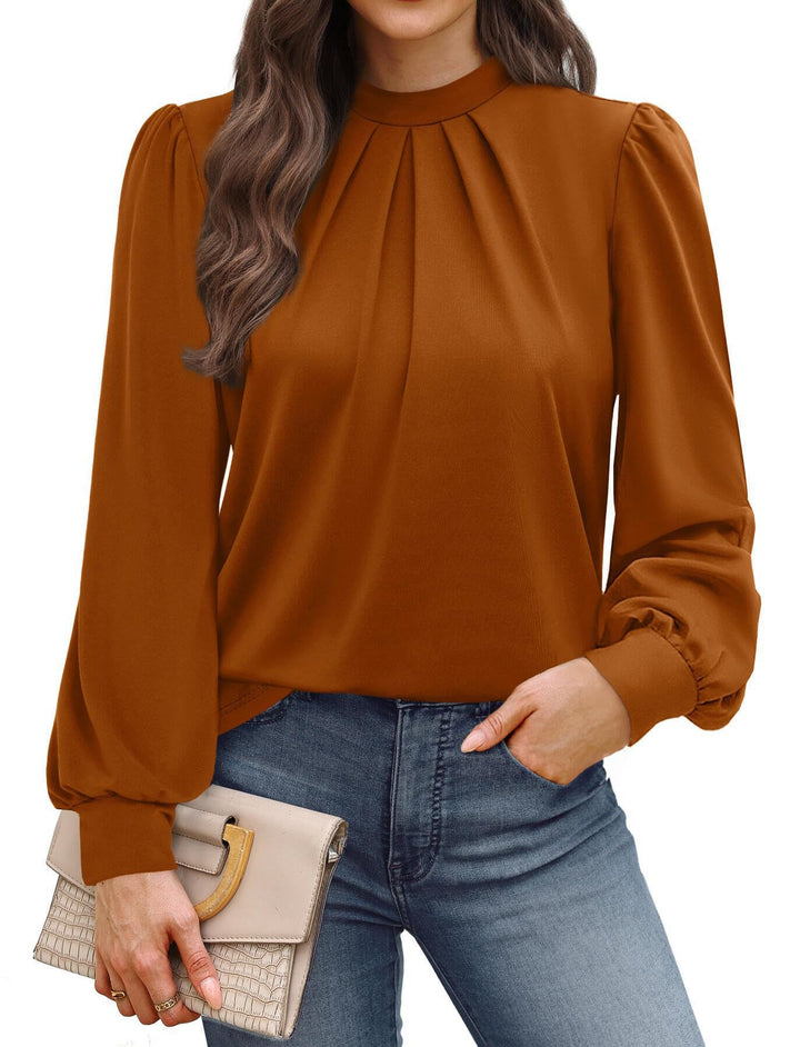 Damen elegante Bluse mit Puffärmeln Drune