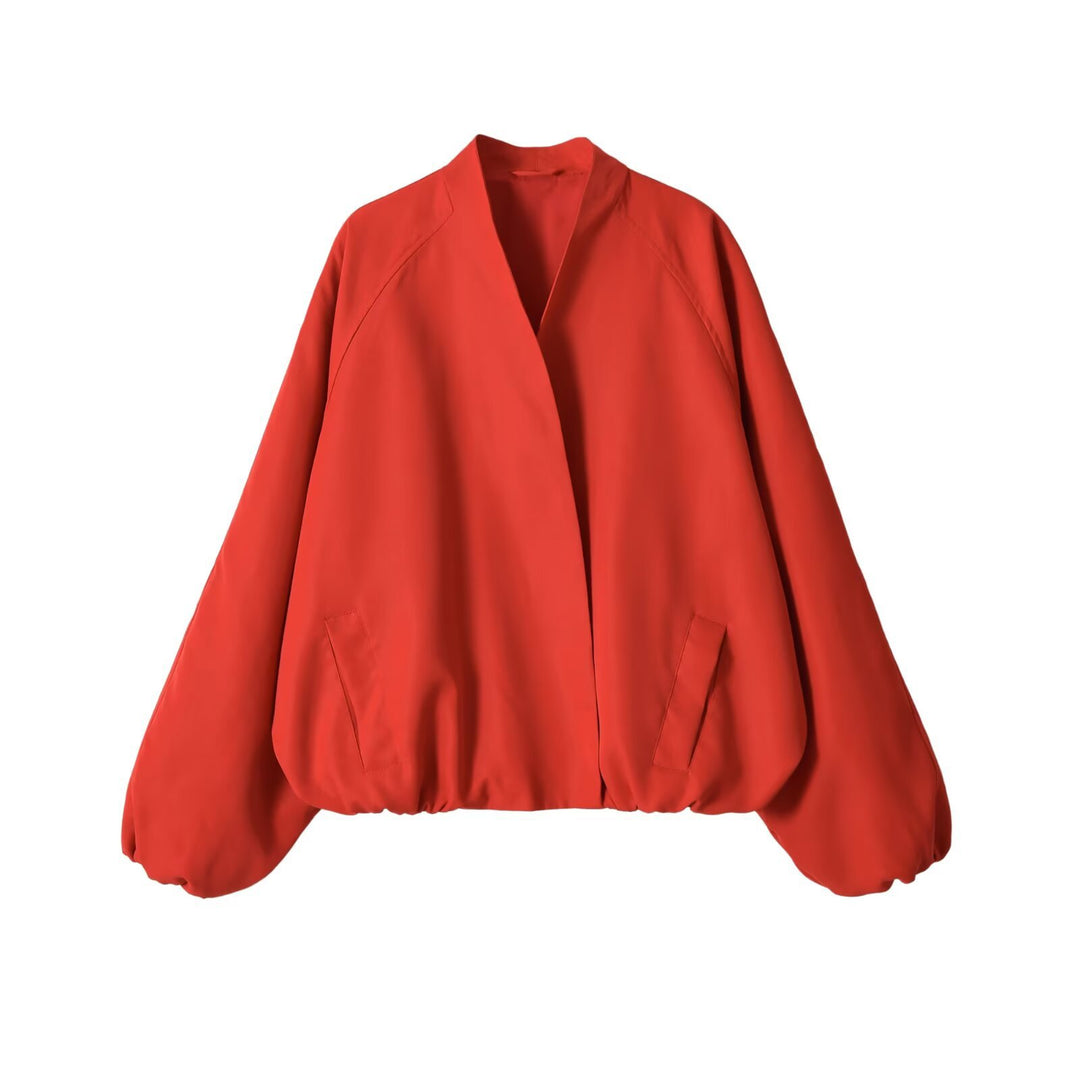 Damen Oversize Bomberjacke mit Raglanärmeln und elastischem Saum Drune