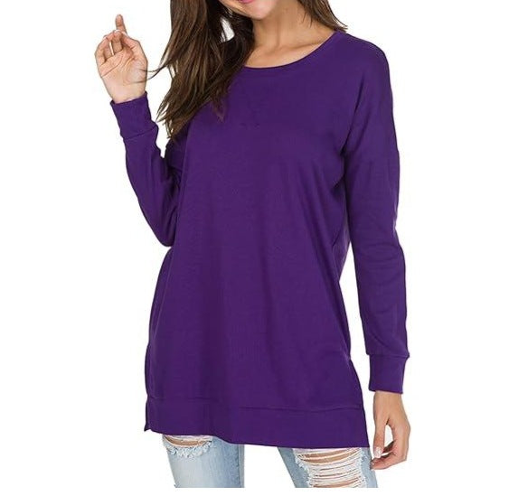 Drune | Einfarbiges Rundhals-Casual-Top
