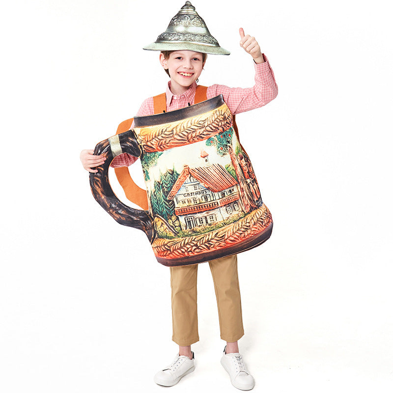 Unisex nan traditioneller keramischer Bierkrug mit Zinndeckel und handbemaltem Reliefmotiv Drune