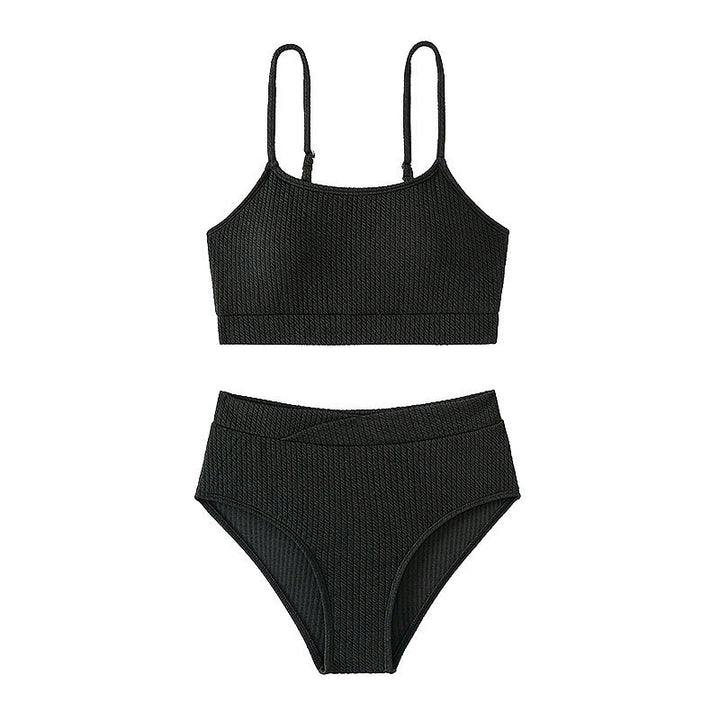 Damen High-Waist Bikini Set mit sportlichem Crop-Top und Rippstruktur Drune
