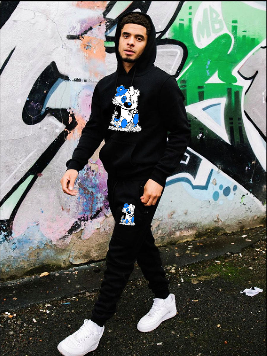 Damen Kapuzenpullover und Jogginghose Set mit kreativem Bärenmotiv Drune
