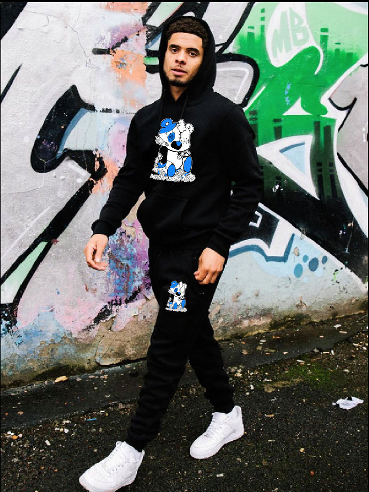 Damen Kapuzenpullover und Jogginghose Set mit kreativem Bärenmotiv Drune