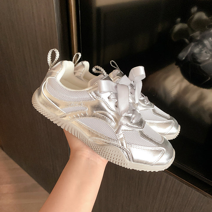 Damen Fashion-Sneaker mit dekorativer Schleifen-Schnürung und Perlenanhänger Drune