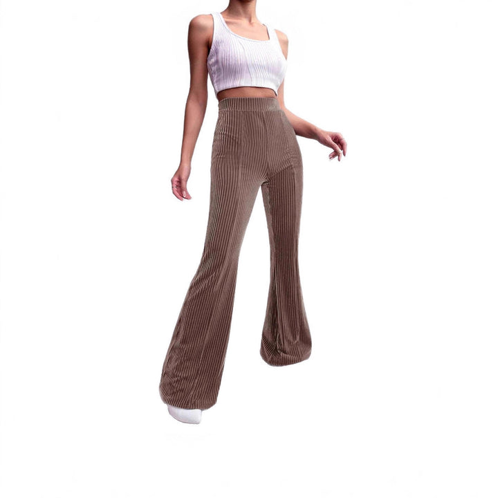 Damen Elegante und bequeme Samthose mit vertikalen Streifen Drune