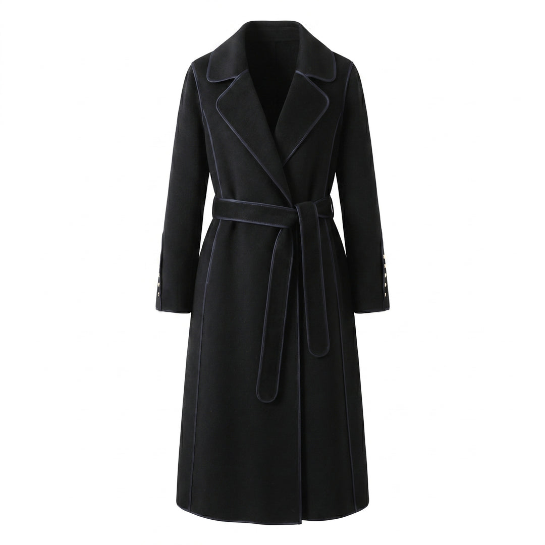Damen Eleganter Wickelmantel mit Gürtel und hochwertigen Details Drune