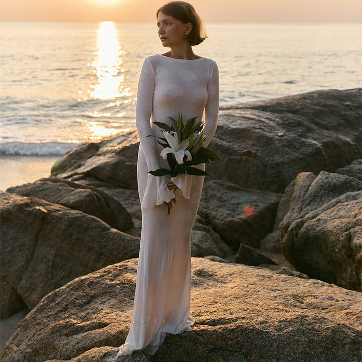 Damen Elegantes Maxikleid mit schickem Flügelärmel-Design Drune