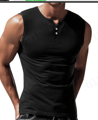Herren ärmelloses Fit-Tanktop mit Knopfdetails Drune