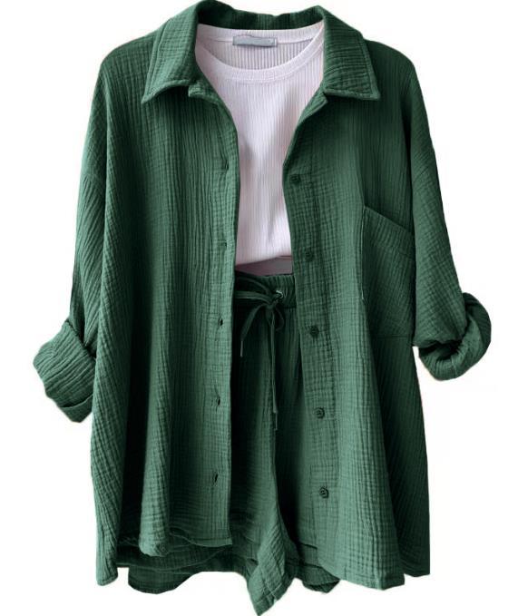 Damen lässiges Oversize-Hemd mit kurzem Schnitt und praktischen Taschen Drune