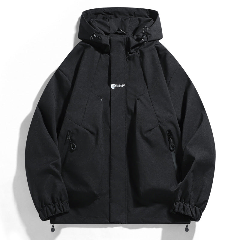 Herren wind- und wasserabweisende Kapuzenblouson mit ergonomischen Nähten, verstellbarem Saum und sicheren Reißverschlusstaschen Drune