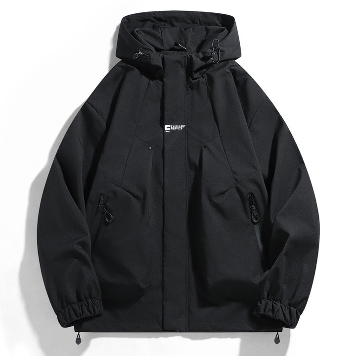 Herren wind- und wasserabweisende Kapuzenblouson mit ergonomischen Nähten, verstellbarem Saum und sicheren Reißverschlusstaschen Drune