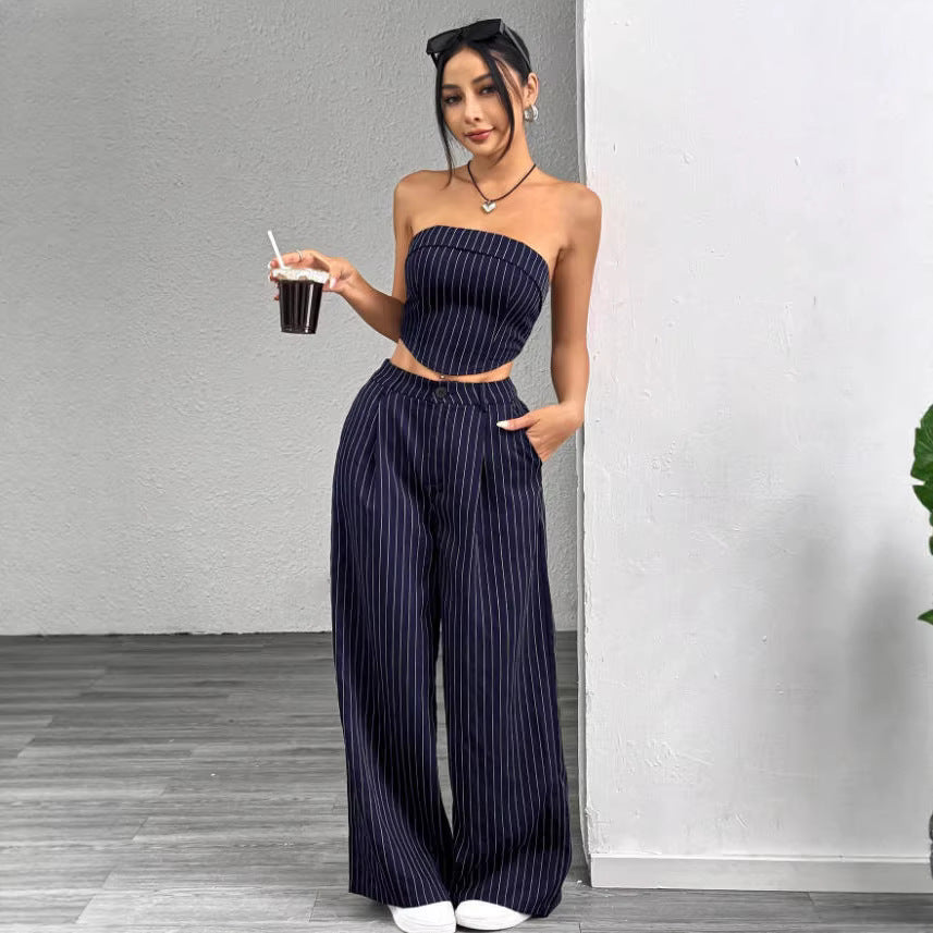 Damen elegantes und luftiges Set mit Streifenmuster Drune