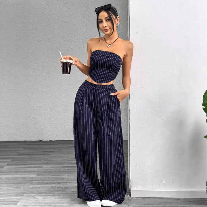 Damen elegantes und luftiges Set mit Streifenmuster Drune
