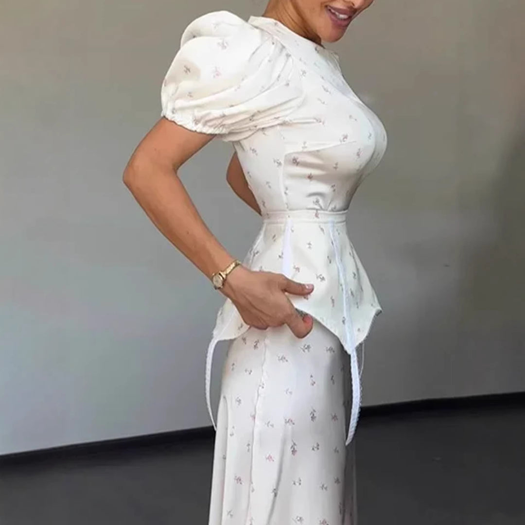 Damen Elegantes Oberteil mit Puffärmeln und verspieltem Taillierungsdetail Drune