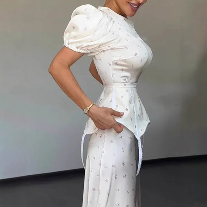Damen Elegantes Oberteil mit Puffärmeln und verspieltem Taillierungsdetail Drune