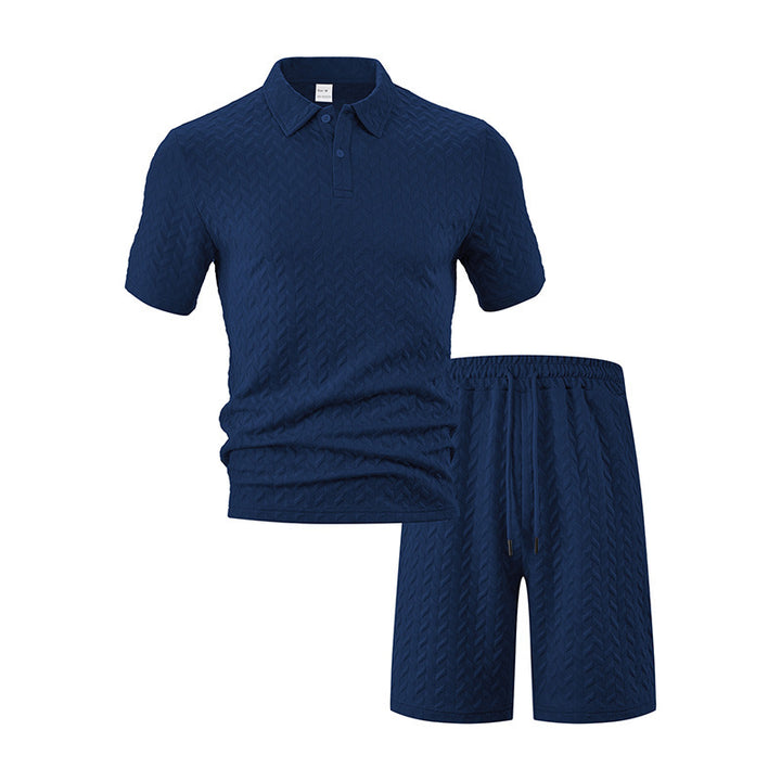 Herren nan strukturiertes Polo-Set aus atmungsaktiver Baumwollmischung Drune