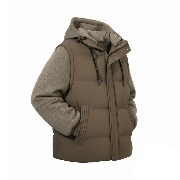 Herren Gepolsterte Hybrid-Kapuzenweste mit Sweatärmeln und Steppkörper Drune