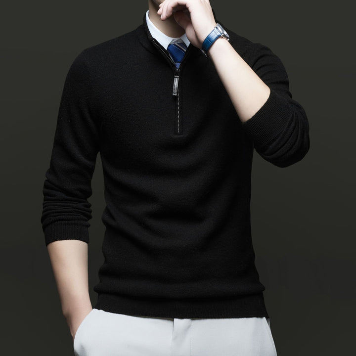 Herren Pullover mit modernem Stehkragen und hochwertigem Reißverschluss Drune