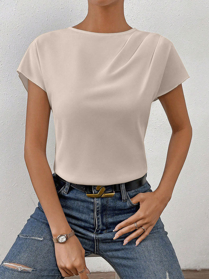 Damen Elegantes Kurzarm-Top mit modernem Schnitt und fließendem Stoff Drune