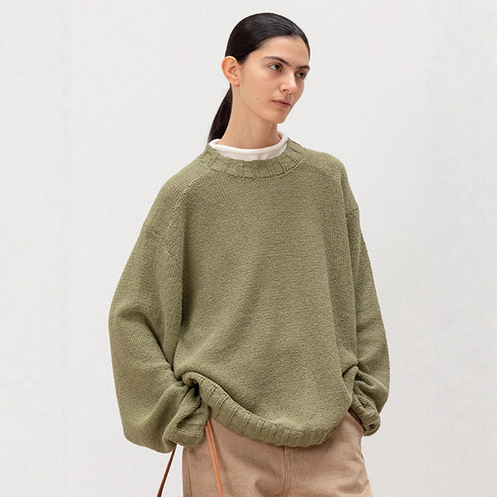 Damen Lässiger Strickpullover mit weitem Schnitt und elastischem Saum Drune