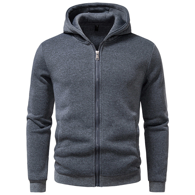 Herren Kapuzen-Sweatjacke mit durchgehendem Reißverschluss, fleecegefüttert und schmaler Passform Drune