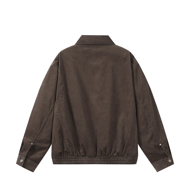 Herren Kastig geschnittene Cord-Blousonjacke mit verdecktem Reißverschluss und elastischem Saum Drune