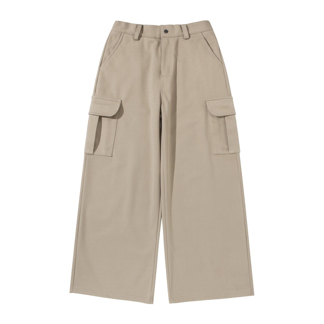 Damen Cropped Cargo-Hose mit weitem Bein und aufgesetzten Taschen Drune