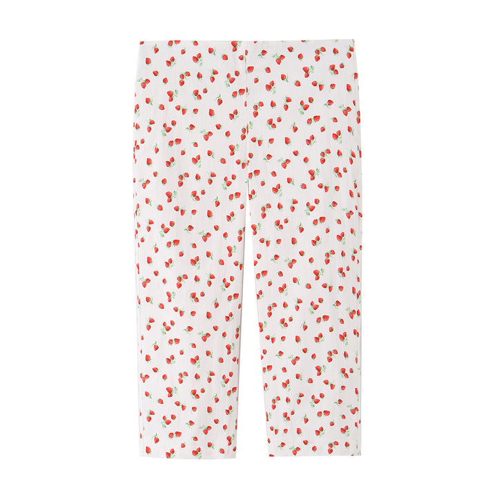 Damen Highwaist Cropped-Hose mit Erdbeer-Print und geradem Bein Drune