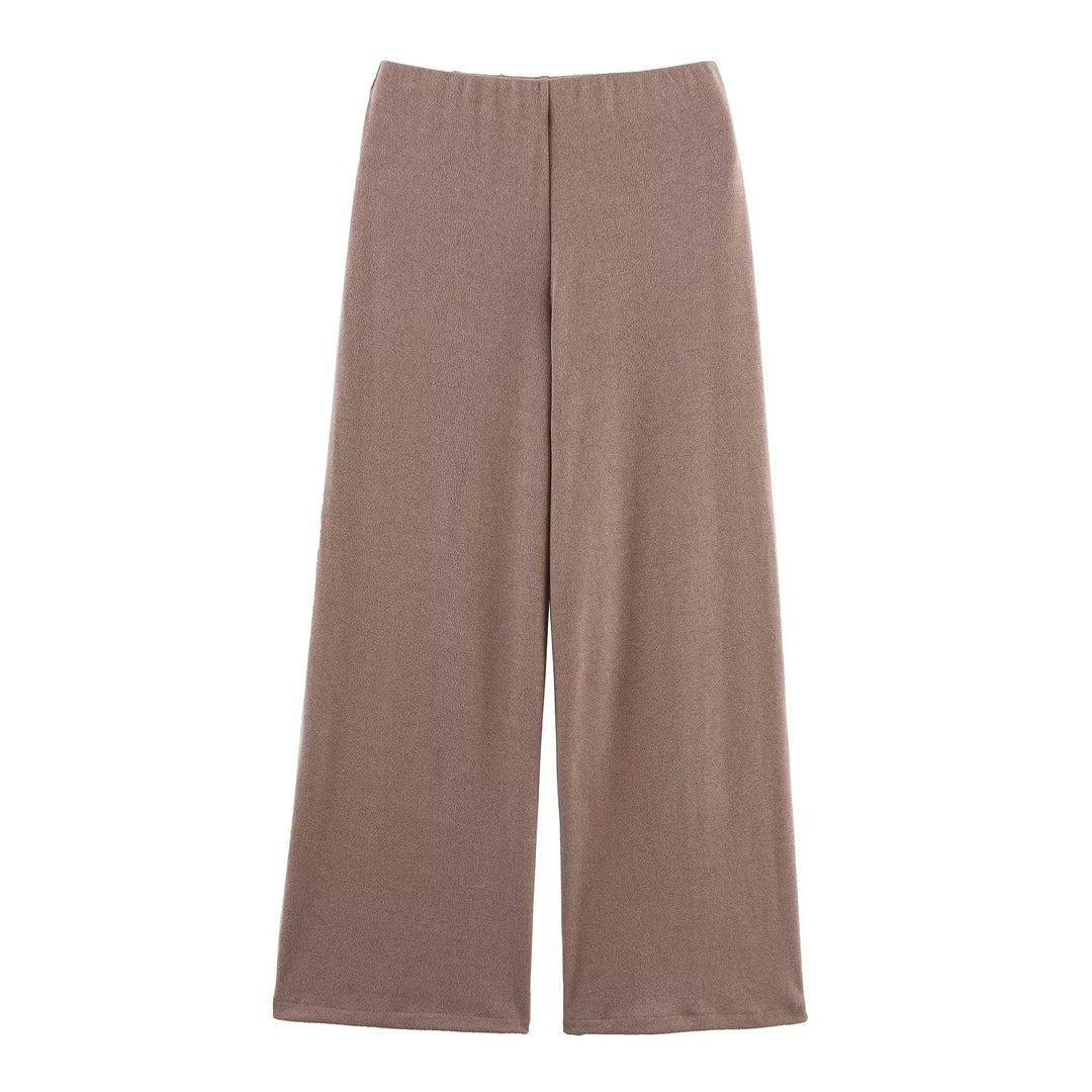 Damen 40+ weite Strickpalazzo‑Hose mit hoher Bundpassform und elastichem Komfortbund Drune