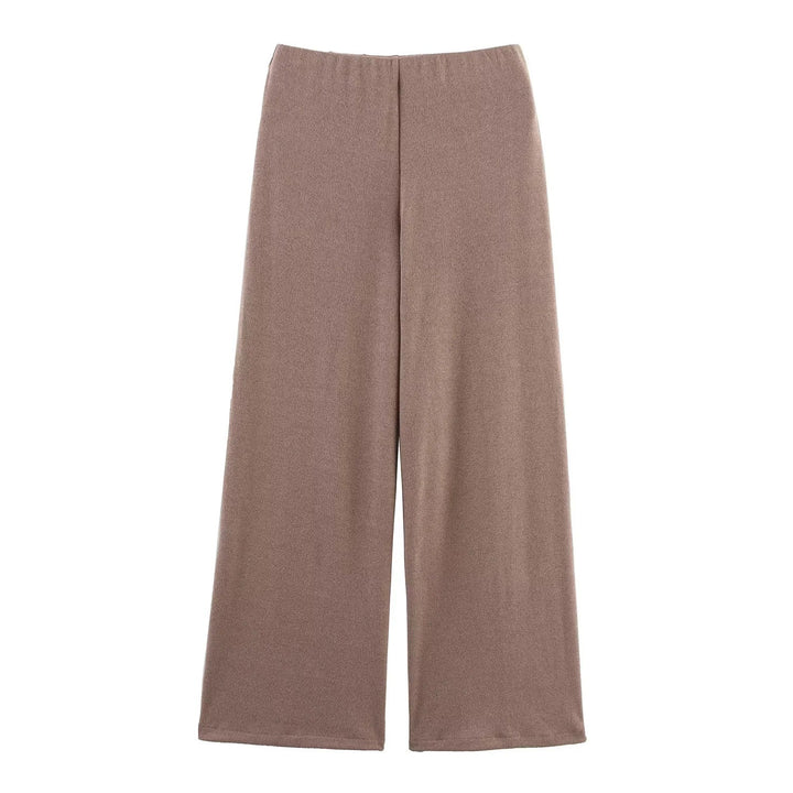 Damen 40+ weite Strickpalazzo‑Hose mit hoher Bundpassform und elastichem Komfortbund Drune