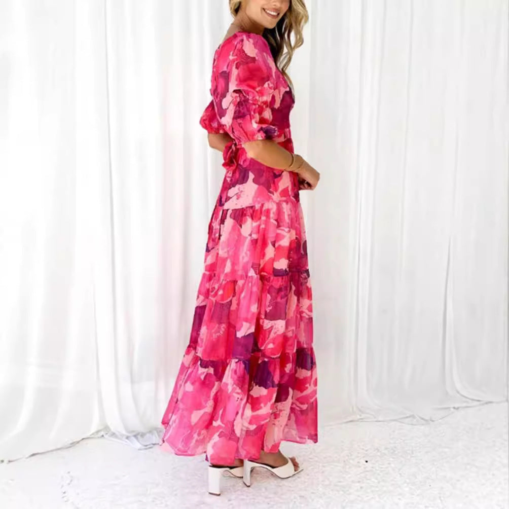 Damen nan mehrlagiges Maxikleid im Volant‑Stufenlook mit V‑Ausschnitt und geraffter Empire‑Taille Drune