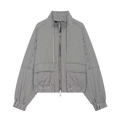 Damen Gekürzte Boxy‑Jacke im Vichy‑Karo mit Stehkragen und Zweiwege‑Reißverschluss Drune