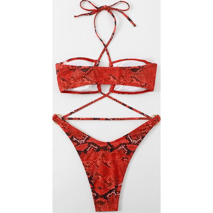 Damen Bandeau-Bikini mit raffiniertem Schlangenmuster Drune