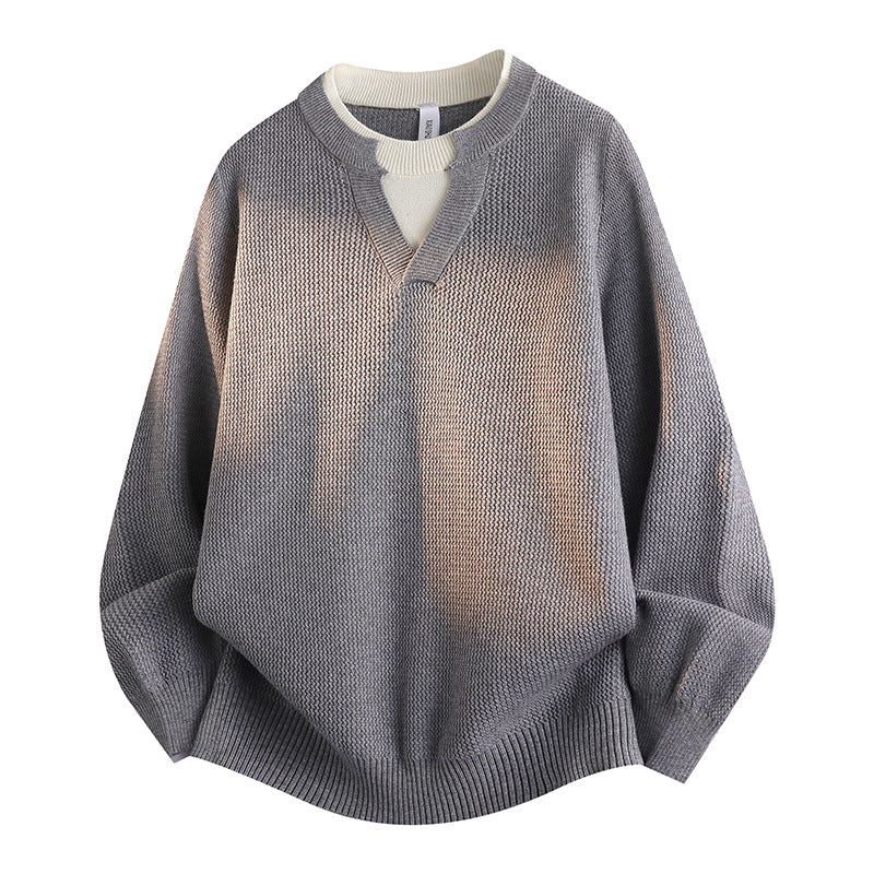 Damen Stylischer Grobstrickpullover mit V-Ausschnitt Drune